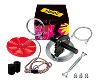 Zipdiz Zip Line : Équipement de sécurité sportif complet pour enfants, durable, portable, en métal, avec frein à ressort de 5,9 pieds, poulie et chariot pour le plaisir en plein air