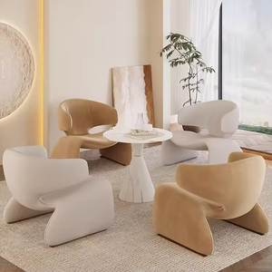 <span class=keywords><strong>Poltrona</strong></span> Singola di Design Nordico con Braccioli Ergonomici Confortevoli, Rivestita in Velluto, Adatta per Aree di Ricevimento in Hotel - Product Image 1