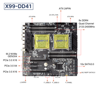 Kit de carte mère PC PANDL NEW E-ATX X99-DD41 8x DDR4 RAM avec combo Intel Dual Xeon E5 2680 V4 2680v4 Carte mère X99 double processeur