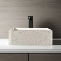 MOHOM Évier de salle de bain moderne en béton gris foncé rectangulaire, capacité 16L, écologique, résistant à l'eau, facile à nettoyer, pour comptoirs de cuisine