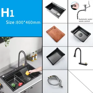 Hiển thị kỹ thuật số vòi pull out Spray bếp Vòi Nickel Sink tap vòi Brass đồng đen cho bồn rửa nhà bếp Thác tap