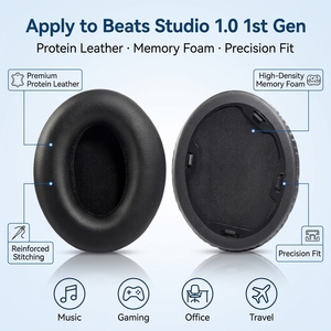 Cuscinetti auricolari di ricambio per cuffie Beats Studio 1.0 (1a generazione) di Dr. <span class=keywords><strong>Dre</strong></span>, cuscinetti con morbida pelle proteica - Product Image 3