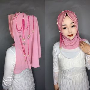 Zifeng新2025ファッションイスラム教徒中東手作りタルトレットパールシフォンヒジャーブ - Product Image 3