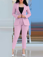 Nouvel ensemble deux pièces décontracté pour femme, taille cintrée, double boutonnage, couleur unie, coupe ajustée, idéal pour le bureau