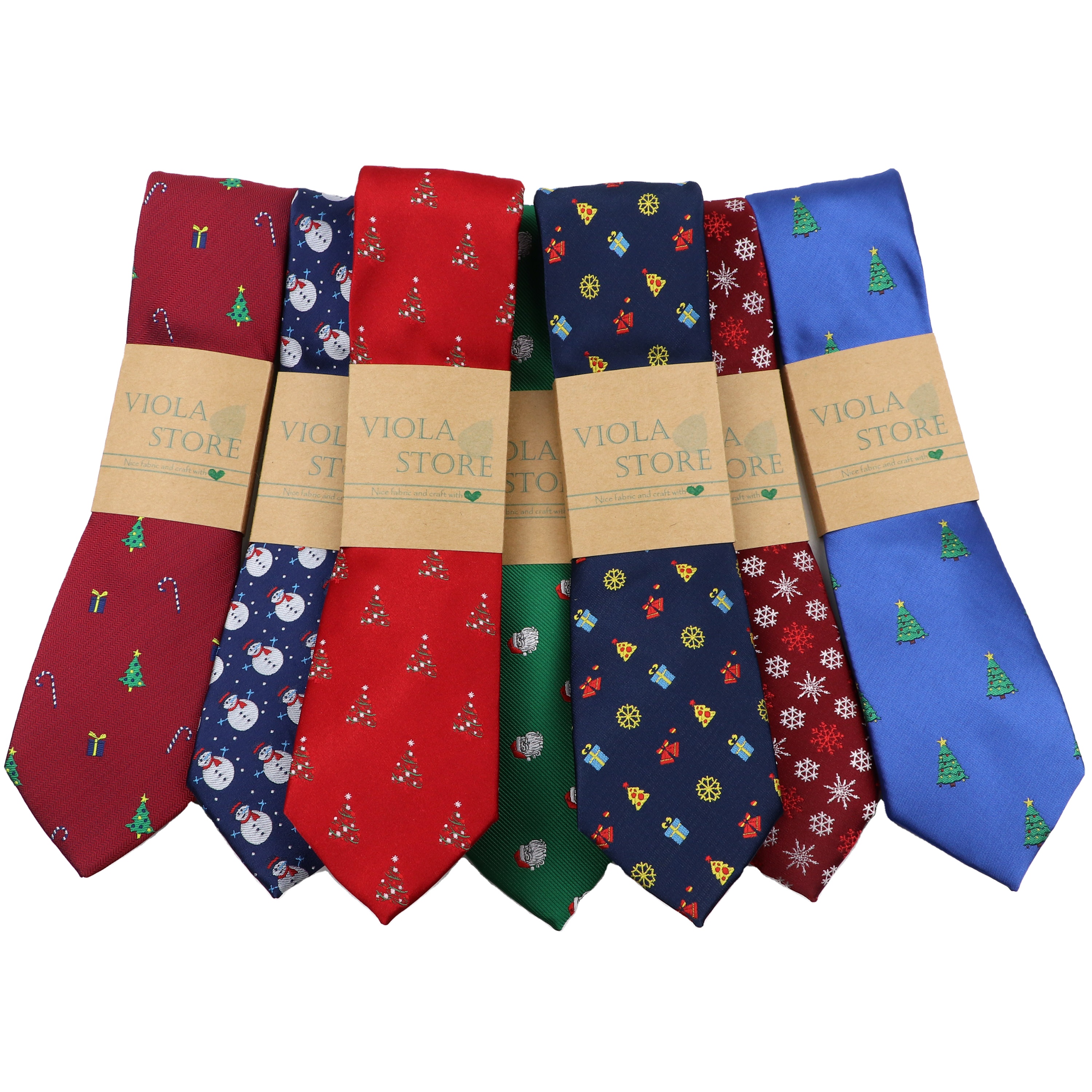 Corbata de Navidad de 7cm para hombre, de poliéster, azul, verde, Papá Noel, muñeco de nieve, árbol, copo de nieve, ciervo, corbata, fiesta, Festival, accesorios de Navidad