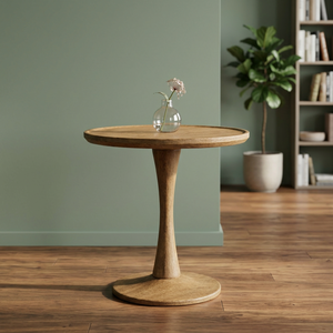 Modern Wooden End <b>Table</b> Round Top Pedestal Base Minimalist Accent <b>Table</b> for Living Room Bedroom <b>Sofa</b> <b>Side</b> <b>Table</b> Home Decor - Product Image 1