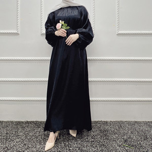 Robe élégante de couleur unie Robe brillante Maxi <span class=keywords><strong>Abaya</strong></span> pour femmes musulmanes grande taille vêtements pour femmes Lehenga Choli Party Wear - Product Image 5