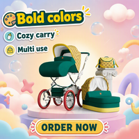 Poussette pliable pour nouveau-né, modèle cool, avec position assise et allongée, design royal européen, 3 en 1, cadre métallique