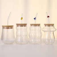 Gobelet portable pour boissons froides avec paille et couvercle en bambou