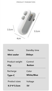 Mini máquinas de sellado al vacío sellador de bolsas de plástico para alimentos portátil recargable por Usb - Product Image 4