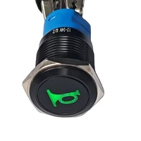 Bouton-poussoir métallique 19 mm 12 V avec anneau lumineux LED bleu pour voiture, étanche IP65, 3A, 1NO1NC