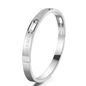 Pulsera de moda euroamericana para mujer, pulsera a presión de acero inoxidable con Círculo de titanio, accesorio de modo principal - Product Image 5