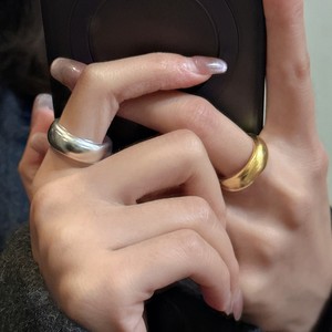 S925 Sterling Silver Heavy - duty Loach - back <b>Plain</b> <b>Ring</b> Minimalist Stackable Matte Wholesale - Product Image 4