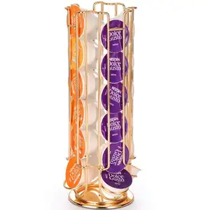 Rose Gold and Silver Metal Wire Iron Chrome Home Office Holds 24 <strong>Coffee</strong> <strong>Pod</strong> <strong>Holder</strong> for <strong>Dolce</strong> <strong>Gusto</strong> - Product Image 1