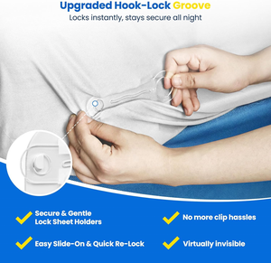 Fermagli per lenzuola migliorati per angoli, striscia separata con chiusura a gancio per mantenere saldi i lenzuola per materassi singoli, matrimoniali e king size, Bedlock - Product Image 5