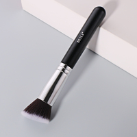 Pinceau Kabuki Plat de Luxe en Cheveux Synthétiques pour Fond de Teint et Correcteur, Manche en Bois, Grande Taille, Vente en Gros