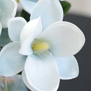 פרח מלאכותי סיני חדש ברמה גבוהה סִגְנוֹן Pu Magnolia 3 ענפים צרור סלון שולחן אוכל קישוט - Product Image 2