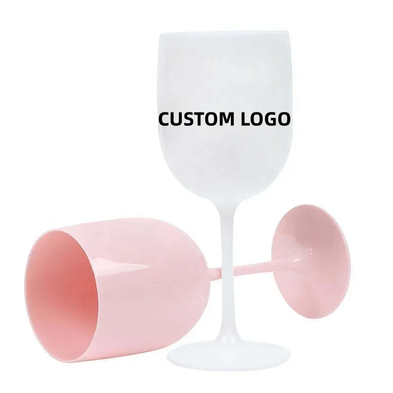 कस्टम लोगो रंग गुलाबी सफेद शादी की पार्टी विंटेज आधुनिक पुन: प्रयोज्य प्लास्टिक शराब जाम चश्मे कांच एक्रिलिक शैंपेन बांसुरी