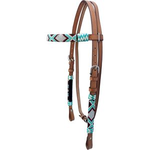 WeavingCraft Western Horse Headstall Standard Size Adjustable Hand Braided Genuine Leather Bridle With Rawhide Knotting - Product Image 1