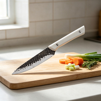 Couteaux de cuisine professionnels EVERWEALTH en gros, en stock, manche ABS, lame en acier inoxydable avec revêtement noir oxydé et finition pierre.