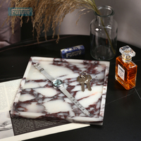 Marbre de luxe Calactta Viola pour plateau de service carré pour bijoux fruits secs salle de bain agréments-assiettes pour la décoration intérieure