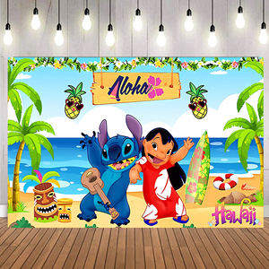 3x5ft 5x7ft dibujos animados <span class=keywords><strong>Lilo</strong></span> y StitchBackdrop fiesta Feliz cumpleaños decoración <span class=keywords><strong>Lilo</strong></span> y Stitch Fondo pared Post <span class=keywords><strong>foto</strong></span> telones <span class=keywords><strong>de</strong></span> fondo - Product Image 3