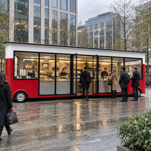 Remorque alimentaire mobile sur mesure de grande taille avec fenêtres panoramiques en verre, kiosque commercial polyvalent pour café et commerce de détail - Product Image 2