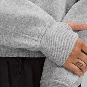 Fashion Casual Plus Size Ladies Cropped Hoodies &amp; Sweatshirts OEM Custom Logo <strong>Fleece</strong> Solid Color Half Zip <strong>Hoodie</strong> <strong>Women</strong> - Product Image 2