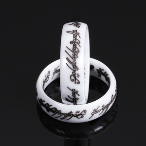 Lord Of The <b>Rings</b> Ceramic <b>Ring</b> 6mm White Letter Design Unisex Fashion Jewelry Gift - Product Image 3
