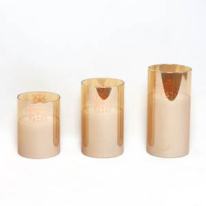 Bougie pilier en verre sans flamme à piles LED avec télécommande Décoration de bureau Maison Mariage Veilleuse Vente en gros - Product Image 3