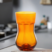 Verre à whisky en forme de sablier couleur ambre 480 ml – Gobelet écologique et alimentaire au design moderne pour les amateurs de bière
