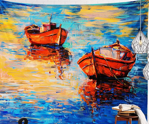 Vente chaude Chambre Décor Personnalisé Océan Bateaux Mer Tissé <span class=keywords><strong>Tapisserie</strong></span> <span class=keywords><strong>Murale</strong></span> Imprimé 100% Polyester Tissé <span class=keywords><strong>Tapisserie</strong></span> Couverture - Product Image 4
