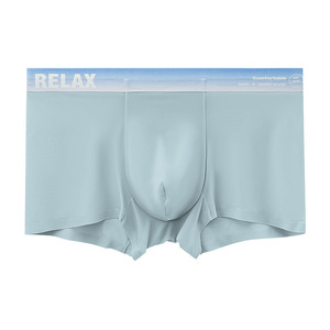 Relax <b>Men's</b> Ice <b>Silk</b> Boxer Briefs Solid Color Mid-Rise Anti-Bacterial Knitted <b>Underwear</b> Comfortable Fit - Product Image 1