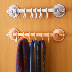 <b>Wall</b> <b>Mounted</b> Suction Cup Hooks With 6 Hangers Removable Adhesive Rack For Kitchen Bathroom Storage - Product Image 1