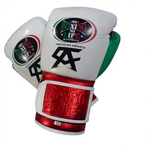 Professional No Boxing No Life Canelo White Red Green Real Cowhide Leather Boxing Gloves Mexican Style Hook Loop Lightweight - Product Image 3