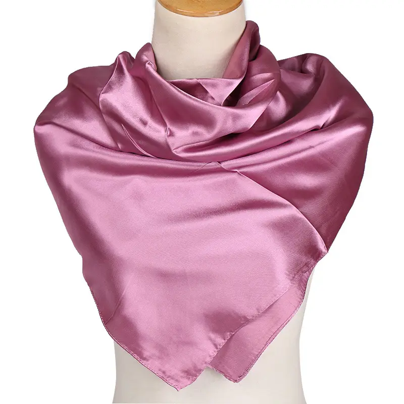 Fashion Solid Kerchief Women Head Scarf For Hair Pink Green White Silk Neck Scarves Female Square Bandanas Lady Scarves