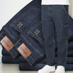 Pantalones Cargo de Mezclilla Elástica para Hombre Black Eagle, Corte Recto, Multibolsillos, Ropa de Trabajo Informal, Transpirable, Pantalones de Primavera - Product Image 3