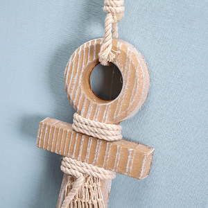 Mediterranean Style Wooden Anchor Wall <b>Decor</b> 39cm Hanging Home Decoration 2-Piece Set - Product Image 2