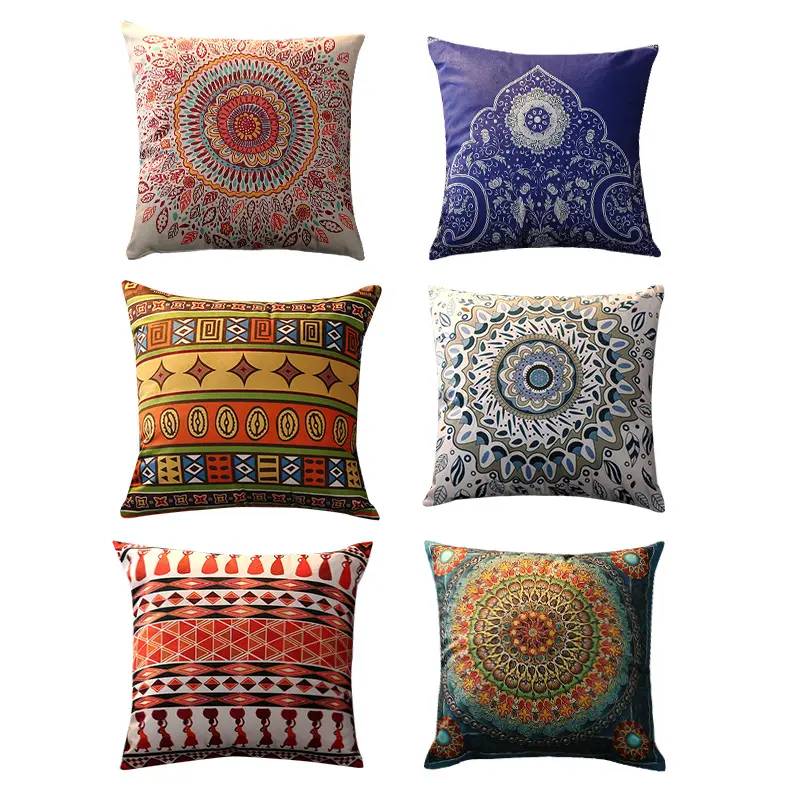 wholesale 45x45 cm decorative luxury square custom print velvet throw pillow cushion cover bohemian pillow case for living room