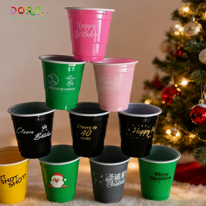 Giáng sinh theo chủ đề dùng một lần Ly Nhựa Tùy chỉnh màu đỏ bên ly 2oz với logo số lượng lớn chương trình khuyến mãi cho các sự kiện kỳ nghỉ PS chất liệu - Product Image 6