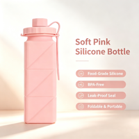 Bouteille d'eau de sport pliable en silicone la plus vendue, 550 ml, sans BPA, anti-fuite, pliable, pour voyage, gym, randonnée, compatible lave-vaisselle et micro-ondes