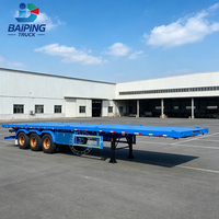 Semi-remorque à plateau plat 3 essieux 40 pieds, remorque à plateforme robuste pour le transport de conteneurs, palettes en acier et marchandises