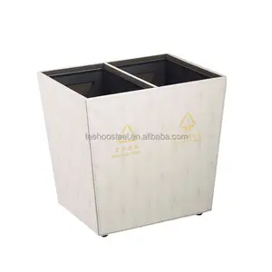 Riciclaggio di bidoni della spazzatura in acciaio inossidabile, contenitori per rifiuti in pelle 2 in 1 in metallo, contenitori per rifiuti per camere d'albergo