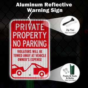 Señal de Prohibido Estacionar <span class=keywords><strong>para</strong></span> Propiedad Privada, Cumple con las Normas del Sudeste Asiático - Señal de Advertencia de Remolque Reflectante de Aluminio <span class=keywords><strong>para</strong></span> Zonas Residenciales - Product Image 4