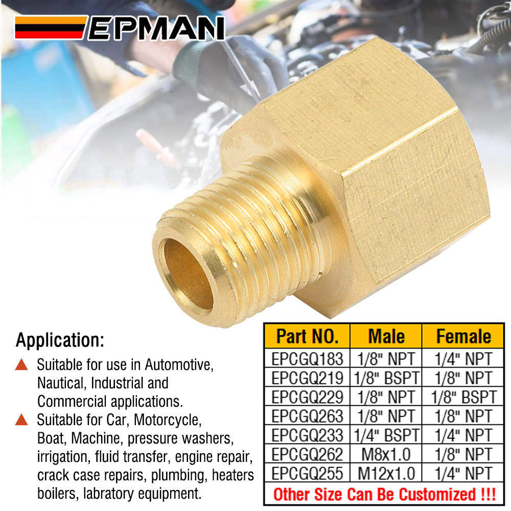EPMAN Reducer Pipe Adapter NPT/BSPT Female to NPT/BSPT Male Brass