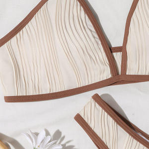 Conjunto de Biquíni Elastano/poliéster Secagem Rápida Respirável Ajustável Cintas de Espaguete Triângulo Top Baixa Ascensão Back Front - Product Image 3