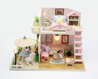 Vente chaude Enfants Exquis 3D Miniature Diy Rose Loft Chambre Puzzle Miniature Meubles Maisons De Poupée