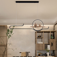 Lampe suspendue chinoise créative Zen pour maison de thé, luminaire suspendu pour la maison, l'étude, la salle à manger, lustre LED 3 couleurs moderne