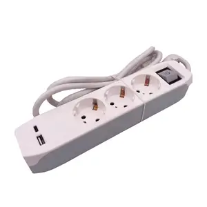 HAOYONG Factory Direct Supply German Type 3 Way Socket Children Protection Power Strip with Switch