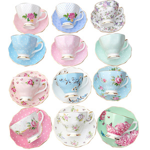 ดอกไม้ที่แตกต่างกันกระดูกจีนถ้วยกาแฟและจานรองถ้วยชาสีแดงและชุดจานรอง - Product Image 6